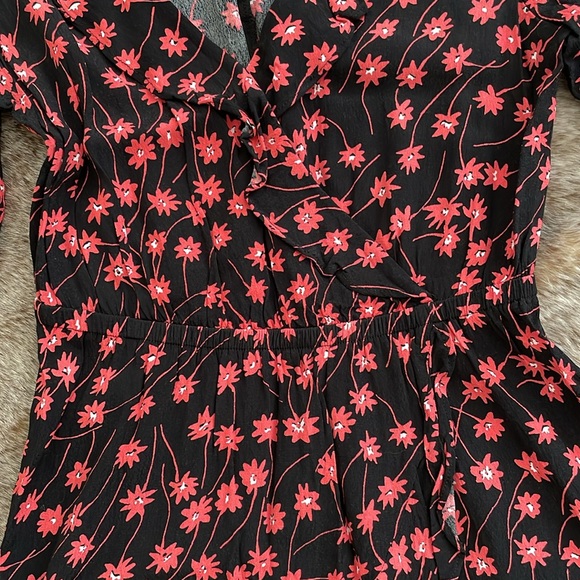 Express Floral Print Long Sleeve Ruffle Accent Mini Dress Size Small - Picture 4 of 10